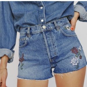 Reformation Cynthia High-Rise Embroidered Shorts size 23